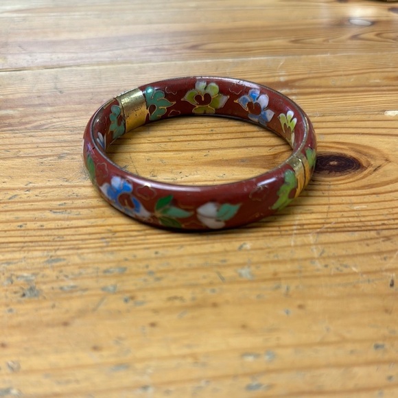 Floral Enamel Bangle Bracelet - Picture 1 of 6